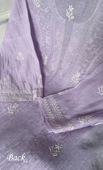 Load image into Gallery viewer, Women's Lakhnavi Handcrafted Mul Chanderi Semi -stitched Chikankari Full Suit Material - HONC0296116