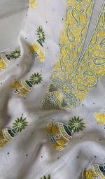 Load image into Gallery viewer, Madiha Women's Lakhnavi Handcrafted Mul Chanderi Unstitched Kurta And Dupatta Set - HONC0365667