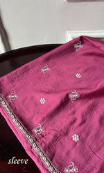 将图像加载到图库查看器中, Lucknowi Handcrafted Chanderi Silk Chikankari Unstitched Unisex Kurta Fabric - HONC0268120