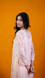 将图像加载到图库查看器中, Women's Lakhnavi Handcrafted Viscose Georgette Chikankari Kurti- HONC0207818