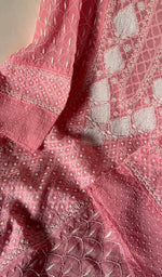 Load image into Gallery viewer, Women's Lakhnavi Handcrafted Mul Chanderi Semi - Stitched Anarkali And Dupatta Set - HONC0257132