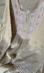 Load image into Gallery viewer, Women's Lakhnavi Handcrafted Tissue Chanderi Semi - stitched Kurta And Dupatta Set - HONC0297195