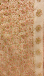 Load image into Gallery viewer, Women's Lucknowi Handcrafted Pure Organza Silk Chikankari Saree-HONC0116930