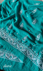 Load image into Gallery viewer, Women's Lakhnavi Handcrafted Pure Silk Georgette Chikankari Kurta And Dupatta Set- HONC0258089