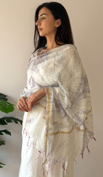 Load image into Gallery viewer, Women's Lakhnavi Handcrafted Mul Chanderi Chikankari Dupatta - HONC0320018