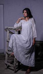 Load image into Gallery viewer, White Cotton Chikankari Anarkali Dress