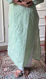 Load image into Gallery viewer, Women's Lakhnavi Handcrafted Cotton Chikankari Kurti - HONC0356953