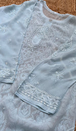 Load image into Gallery viewer, Safiya Women's Lakhnavi Handcrafted Viscose Georgette Chikankari Kurti- HONC0276106