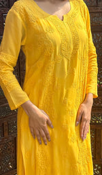 Load image into Gallery viewer, Women's Lakhnavi Handcrafted Viscose Georgette Chikankari Kurti - HONC0207838