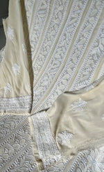 Load image into Gallery viewer, Women's Lakhnavi Handcrafted Pure Silk Georgette Chikankari Anarkali and Dupatta set - HONC02773309