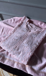 Load image into Gallery viewer, Women's Lakhnavi Handcrafted Mul Chanderi Semi - Stitched Kurta And Dupatta Set - HONC0258042