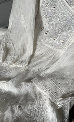 Load image into Gallery viewer, Women's Lakhnavi Handcrafted Mul Chanderi Semi - Stitched Angrakha And Dupatta Set- HONC0276228