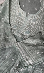 Load image into Gallery viewer, Women's Lakhnavi Handcrafted Mul Chanderi Semi - stitched Chikankari Full Suit Material - HONC0333491