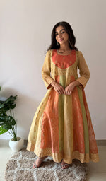 将图像加载到图库查看器中, Women's Lakhnavi Handcrafted Tissue Chanderi Silk Chikankari Stitched Anarkali , Dupatta And Pant Set - HONC0336837