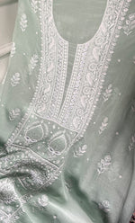 将图像加载到图库查看器中, Women's Lakhnavi Handcrafted Unstitched Mul Chanderi Kurta And Dupatta Set - HONC0329041