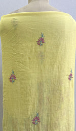 将图像加载到图库查看器中, Women's Lakhnavi Handcrafted Maheshwari Mul Chanderi Chikankari Unstitched Kurti Fabric - HONC0209620