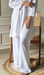 Load image into Gallery viewer, Women's Lakhnavi Handcrafted Modal Cotton Chikankari Top And Plazzo Set - HONC0290974