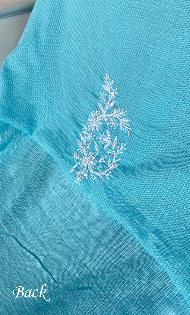 Women's Lucknowi Handcrafted Kota Cotton Chikankari Unstitched Kurta And Dupatta Set - HONC0305978