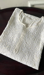 将图像加载到图库查看器中, Women's Lakhnavi Handcrafted Chanderi Silk Chikankari Unstitched Kurti Fabric - HONC0222903