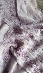 Load image into Gallery viewer, Saziya Women's Lakhnavi Handcrafted Mul Chanderi Semi - Stitched Kurta And Dupatta Set - HONC0253599