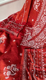 Load image into Gallery viewer, Women's Lakhnavi Handcrafted Tissue Chanderi Unstitched Kurta And Dupatta Set - HONC0299540