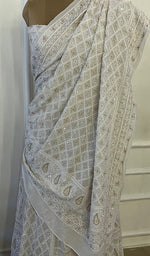 Load image into Gallery viewer, Women's Lakhnavi Handcrafted Bridal Pure Silk Georgette Chikankari Lehenga Set - HONC02690721