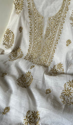 将图像加载到图库查看器中, Women's Lakhnavi Handcrafted Mul Chanderi Unstitched Kurta And Dupatta Set - HONC0248430