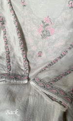 Load image into Gallery viewer, Women's Lakhnavi Handcrafted Chanderi Silk  Semi - Stitched Kurta And Dupatta Set - HONC0314234