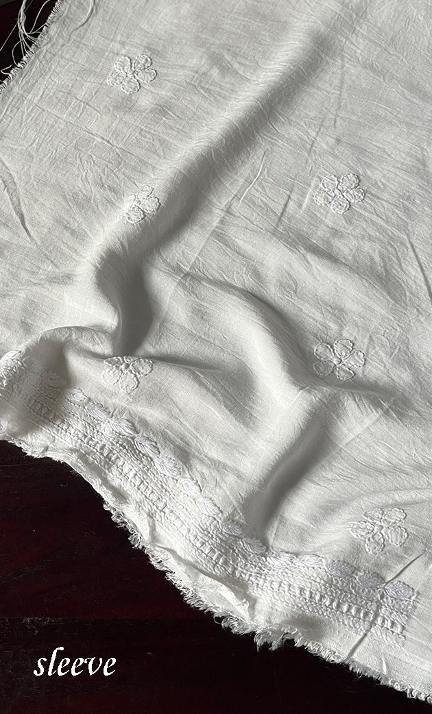 Women's Lakhnavi Handcrafted Modal Cotton Chikankari Unstitched Kurti Fabric - HONC0242107