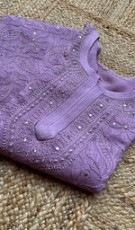 将图像加载到图库查看器中, Women's Lakhnavi Handcrafted Viscose Georgette Chikankari Kurti- HONC0172061