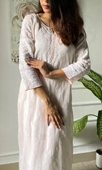 Load image into Gallery viewer, Women's Lucknowi Handcrafted Cotton Chikankari Long Kurti - HONC0303588