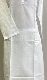 Load image into Gallery viewer, Men's Lucknowi Handcrafted Linen Cotton Chikankari Kurta With Pant -HONC0204540