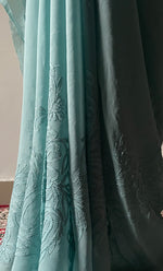 将图像加载到图库查看器中, Women's Lakhnavi Handcrafted Viscose Georgette Chikankari Saree - HONC0297220