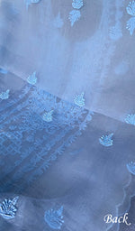 将图像加载到图库查看器中, Women's Lakhnavi Handcrafted Pure Organza Chikankari Unstitched Kurta And Dupatta Set- HONC0324986