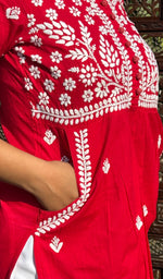 将图像加载到图库查看器中, Women's Lakhnavi Handcrafted Cotton Chikankari Kurti - HONC0268624