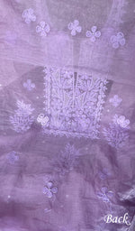 将图像加载到图库查看器中, Women's Lakhnavi Handcrafted Organza Chikankari Unstitched Full Suit Material - HONC0271222