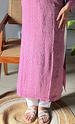 Load image into Gallery viewer, Women's Lakhnavi Handcrafted Viscose Georgette Chikankari Kurti- HONC0282699