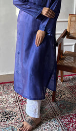 Load image into Gallery viewer, Women's Lucknowi Handcrafted Chanderi Silk Chikankari Kurti - HONC0342789