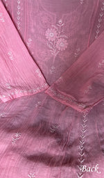 Load image into Gallery viewer, Women's Lakhnavi Handcrafted Mul Chanderi Chikankari Unstitched Kurti Fabric - HONC0311869