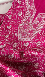 Load image into Gallery viewer, Women's Lakhnavi Handcrafted Munga Silk Chikankari Kurta And Dupatta Set- HONC0275144