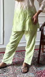 Load image into Gallery viewer, Riddhi Women's Lakhnavi Handcrafted Chanderi Silk Chikankari Top And Pant Set - HONC03607320