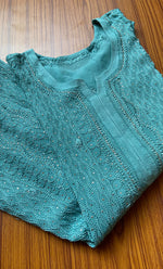 Load image into Gallery viewer, Yusra Women's Lakhnavi Handcrafted Viscose Georgette Chikankari Kurti- HONC0282692