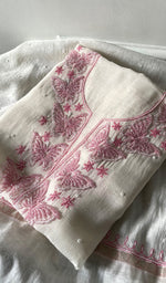 将图像加载到图库查看器中, Women's Lakhnavi Handcrafted Unstitchd Mul Chanderi Kurta And Dupatta Set - HONC0330021