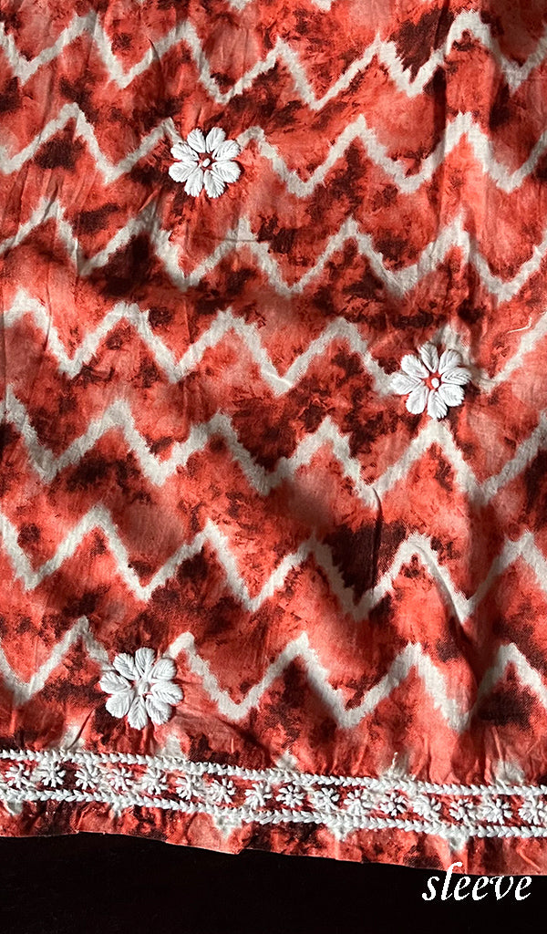 Women's Lakhnavi Handcrafted Cotton Chikankari Unstitched Kurti Fabric - HONC0268849