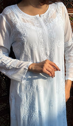 将图像加载到图库查看器中, Women's Lakhnavi Handcrafted Viscose Georgette Chikankari Kurti - HONC0207846