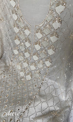 Load image into Gallery viewer, Jazba Women's Lakhnavi Handcrafted Mul Chanderi UnStitched Kurta And Dupatta Set - HONC0304347