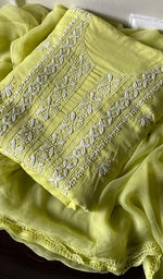Load image into Gallery viewer, Women's Lakhnavi Handcrafted Modal Cotton Chikankari Suit Material - HONC0275951