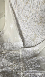 Load image into Gallery viewer, Women's Lucknowi Handcrafted Viscose Georgette Semi - Stitched Chikankari Anarkali and Dupatta Set- HONC0362883