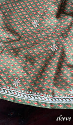 Load image into Gallery viewer, Women's Lucknowi Handcrafted Cotton Chikankari Unstitched Kurti Fabric - HONC086727