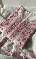 将图像加载到图库查看器中, Women's Lakhnavi Handcrafted Mul Chanderi Semi - stitched Kurta And Dupatta Set- HONC0314876